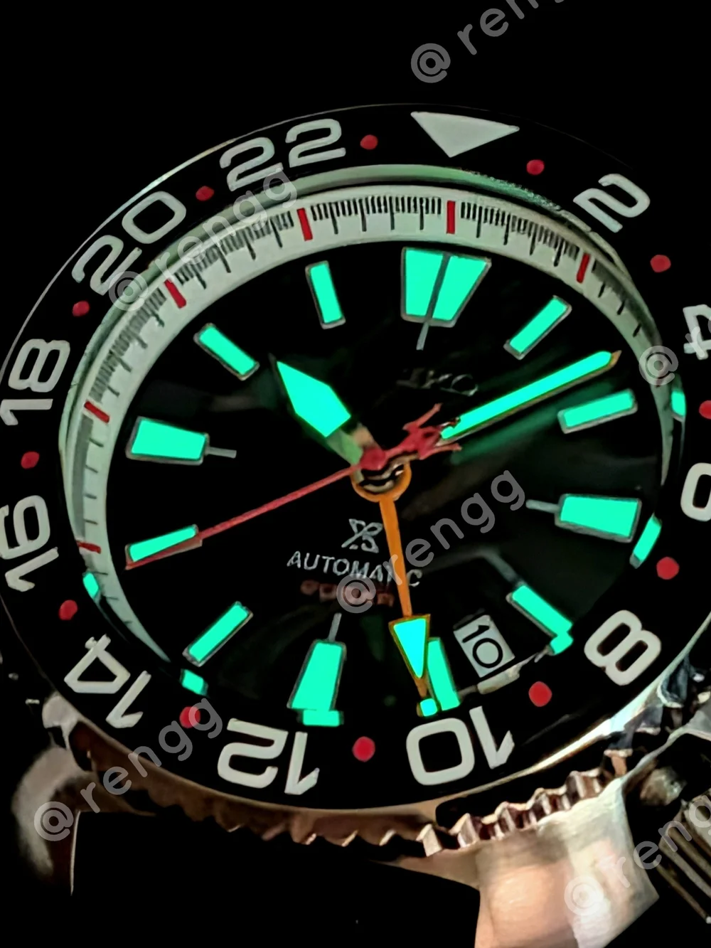 45mm Seiko Men's Black Automatic GMT Willard Diver Mod Watch 24jewels